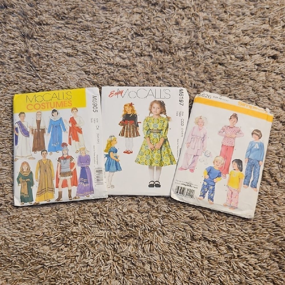Children's Costume and Clothing Sewing Patterns, 3 Sets